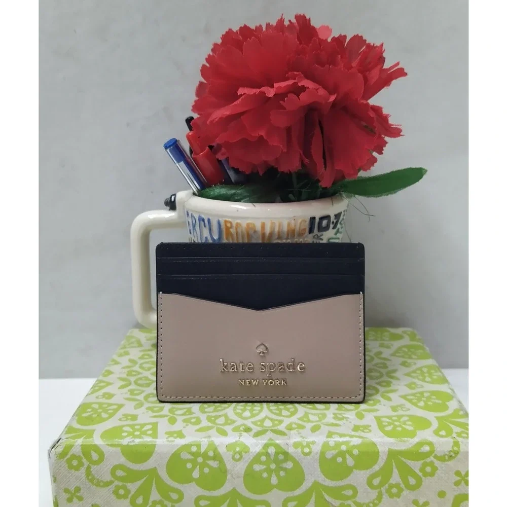 Kate Spade New York Beige Leather Credit Card Wallet